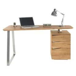 Bureau Tarva -Reflet Maison schreibtisch tarva asteiche teilmassiv asteiche edelstahl dekor 5236000