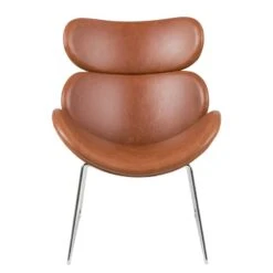 Fauteuil Montola Imitation Cuir -Reflet Maison sessel montola kunstleder cognac chrom 5087448