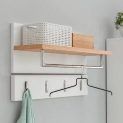 Porte-manteaux Mural LINDHOLM -Reflet Maison wandgarderobe lindholm eiche massiv matt weiss 3702045